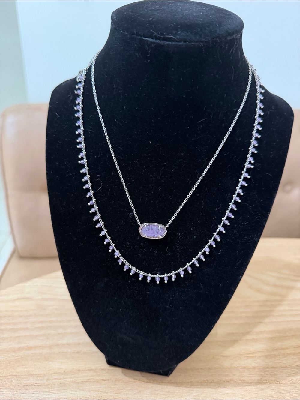 Kendra Scott Silver Lavender Layered Necklace Set